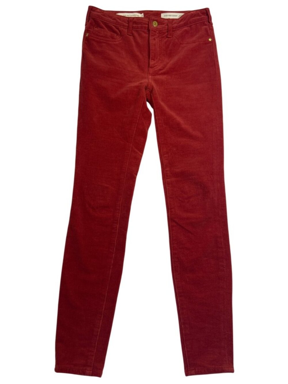 Pilcro & The Letterpress Sz 26 Orange Corduroy High Rise Skinny Pants Stretch